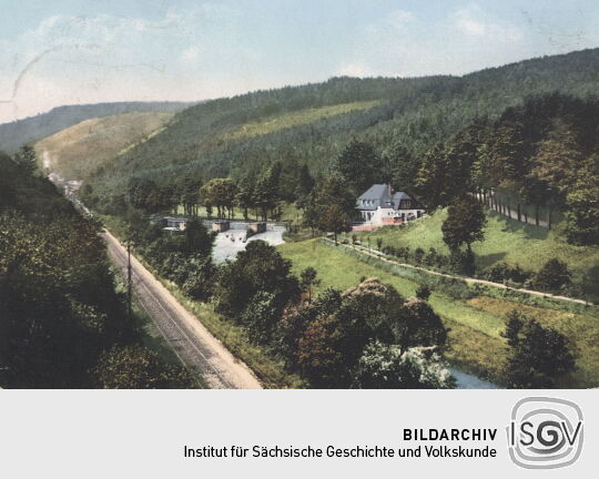 Postkarte "Am Wehr des Flossgrabens beim Rechenhaus"
