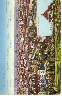 Bild: Postkarte Blick vom Café Hohen-Dölzschen auf Dresden.