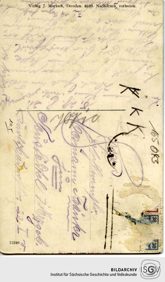 Postkarte Blick vom Café Hohen-Dölzschen auf Dresden.