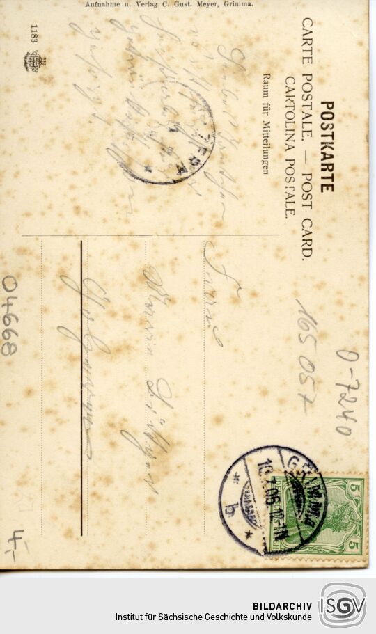 Mehrbildpostkarte Schiffsmühle bei Grimma und Bismarckturm.