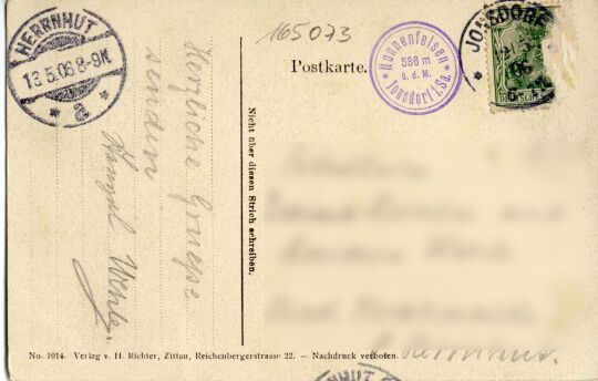 Postkarte Gruss vom Nonnenfelsen. Gesellschaftsplatz.