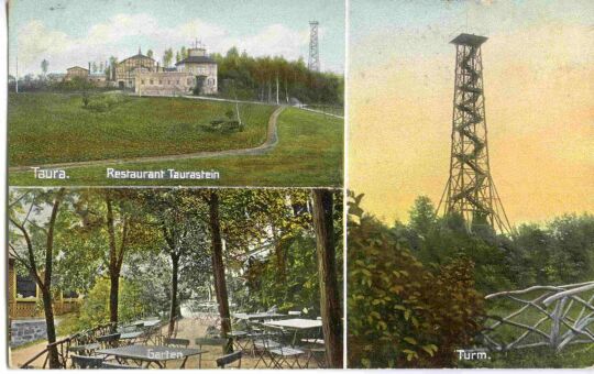 Mehrbild-Postkarte von Burgstädt mit sechs Ansichten.