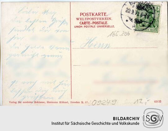 Mehrbild-Postkarte von Burgstädt mit sechs Ansichten.