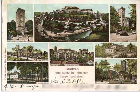 Mehrbild-Postkarte Bautzen und seine beliebtesten Bergwirtschaften.