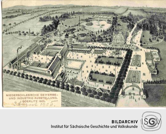 Postkarte Niederschlesische Gewerbe- und Industrie-Ausstellung, Görlitz 1905.