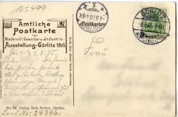 Postkarte Niederschlesische Gewerbe- und Industrie-Ausstellung, Görlitz 1905.