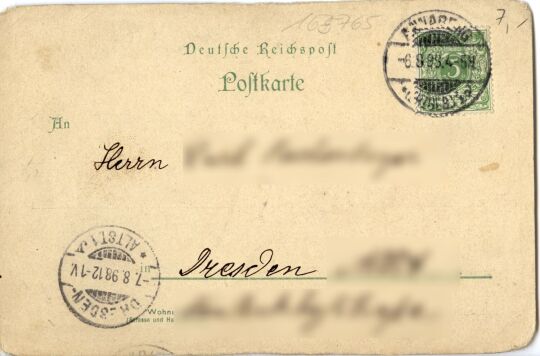 Postkarte Gruß vom Pöhlberg bei Annaberg mit Panoramabild.