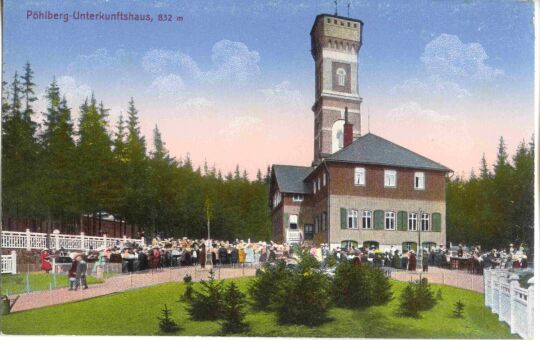 Postkarte mit der Ansicht des Pöhlbergs bei Annaberg-Buchholz.
