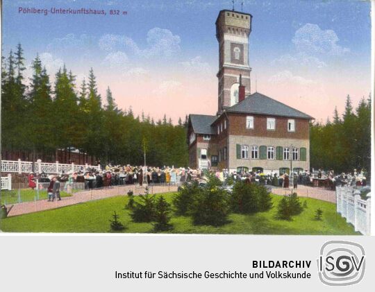 Postkarte mit der Ansicht des Pöhlbergs bei Annaberg-Buchholz.