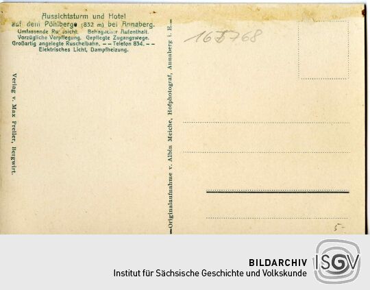 Postkarte mit der Ansicht des Pöhlbergs bei Annaberg-Buchholz.