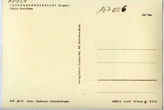 Postkarte Johanngeorgenstadt (Erzgebirge), Kleiner Kranichsee.