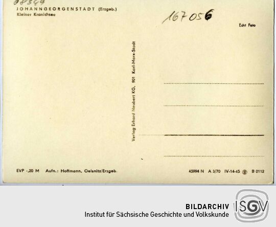 Postkarte Johanngeorgenstadt (Erzgebirge), Kleiner Kranichsee.