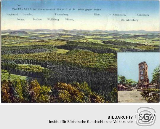 Postkarte Valtenberg bei Niederneukirch 588 Meter über dem Meer, Blick gegen Süden.