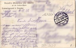 Bild: Postkarte Donath´s Obstkelterei und Schänke an der Sorbenwarte. Lockwitzgrund bei Dresden.