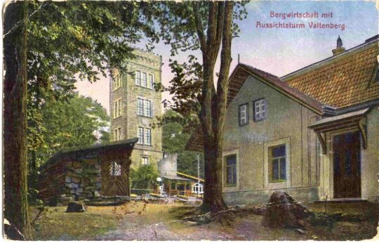 Postkarte Bergwirtschaft mit Aussichtsturm Valtenberg.