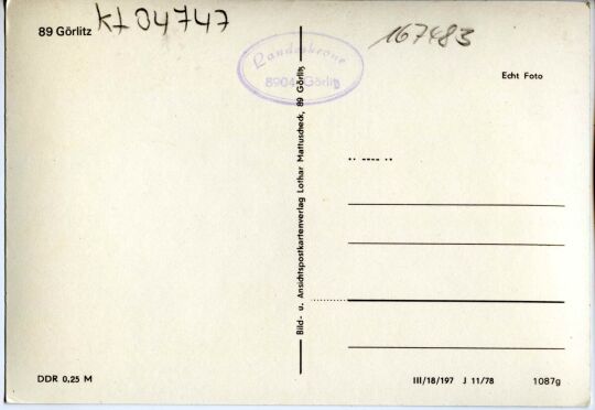 Postkarte HO-Gaststätte Landeskrone.