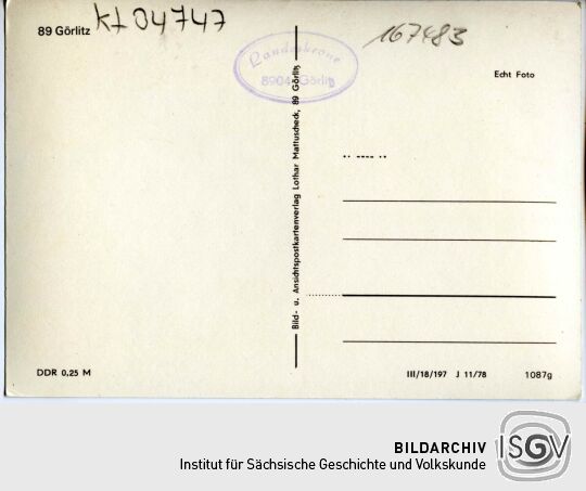 Postkarte HO-Gaststätte Landeskrone.