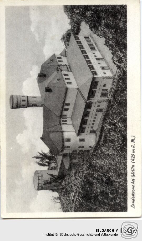 Postkarte Landeskrone bei Görlitz (420 Meter über dem Meer).