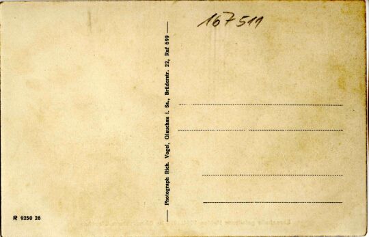 Postkarte Ehrenhalle gefallener Helden 1914/18 im Bismarckturm Glauchau.