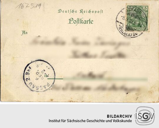 Postkarte Blick vom Schreckenberg auf Annaberg.