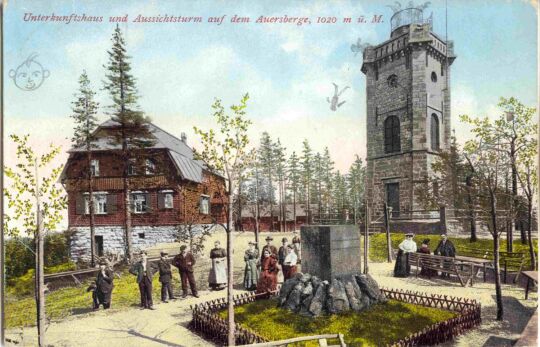 Postkarte mit einer Ansicht vom Auersberg bei Eibenstock.