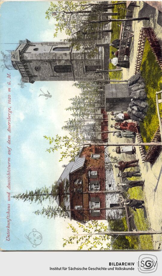 Postkarte mit einer Ansicht vom Auersberg bei Eibenstock.