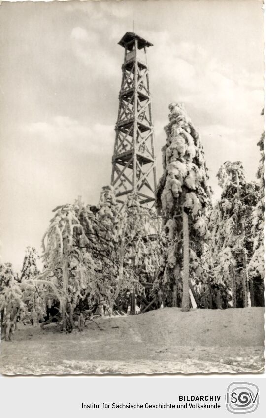 Postkarte Turm auf dem Kahleberg bei Altenberg im Erzgebirge.
