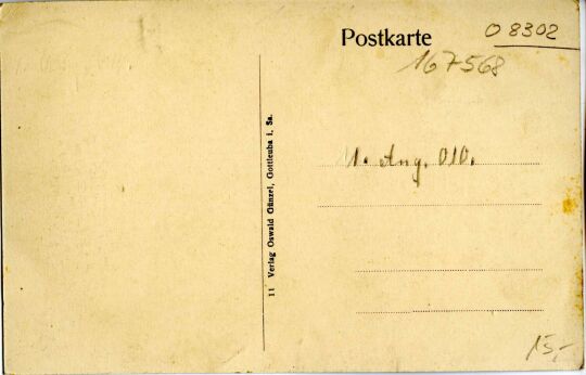 Postkarte Bad Gottleuba, Aussichtsturm und Restaurant auf dem Augustus-Berg.