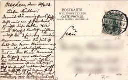 Mehrbild-Postkarte Gruss vom Osterberg - Cossebaude zeigt drei kolorierte Fotografien mit Ansichten der Gaststätte bei Cossebaude und einem Denkmal mit der Büste von König Albert von Sachsen.