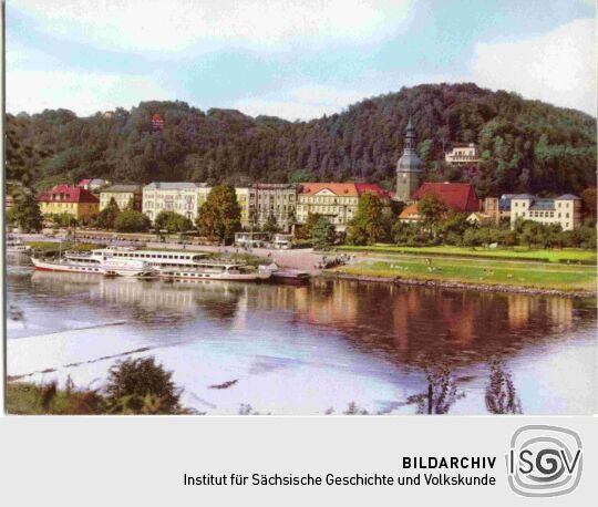 Postkarte mit einer Ansicht von Bad Schandau.