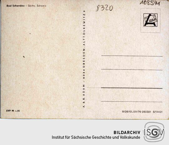 Postkarte mit einer Ansicht von Bad Schandau.