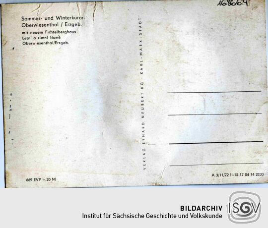 Postkarte Gruss vom Fichtelberg.