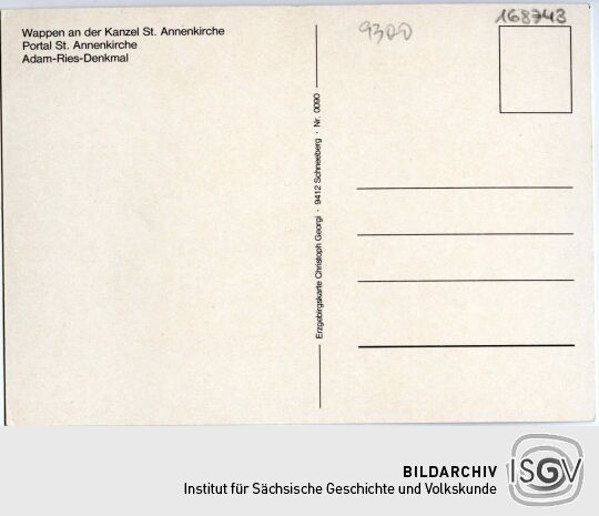 Postkarte Annaberg-Buchholz im Erzgebirge.