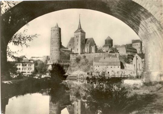 Postkarte mit der Ansicht der Alten Wasserkunst in Bautzen.