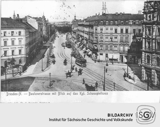 Dresden-N. - Bautznerstrasse mit Blick auf das Kgl. Schauspielhaus