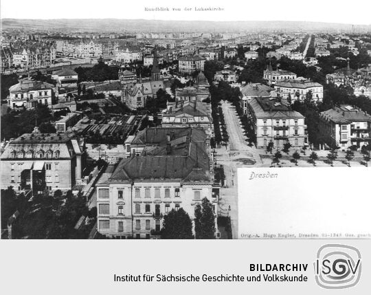 Dresden - Rundblick von der Lukaskirche.