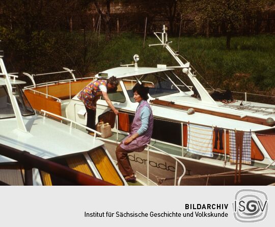 Weiße Flotte im Hafen 1980 (Dresden)
