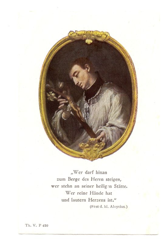 Andachtsbild mit Darstellung des heiligen Aloysius von Gonzaga