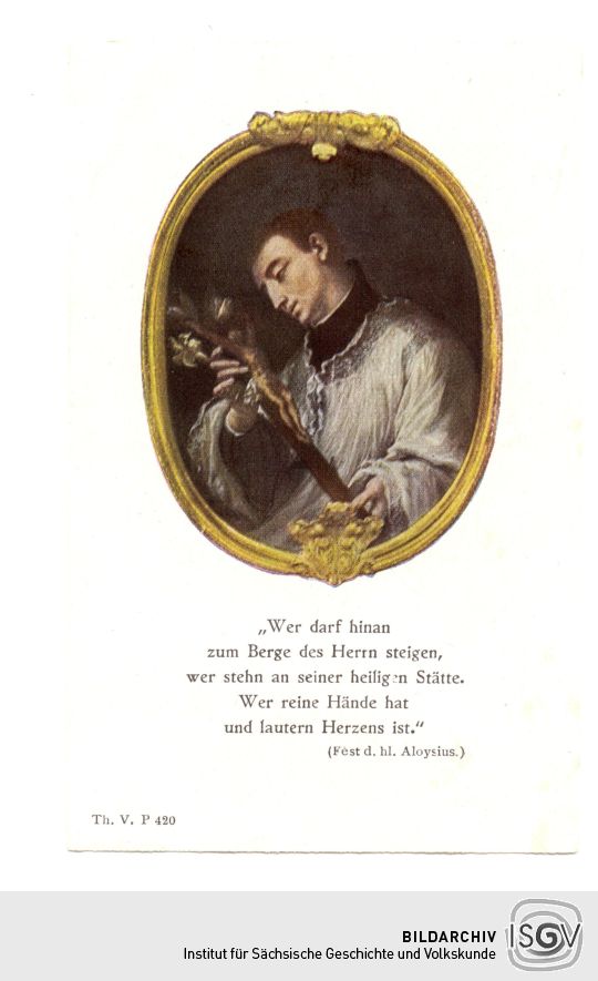 Andachtsbild mit Darstellung des heiligen Aloysius von Gonzaga