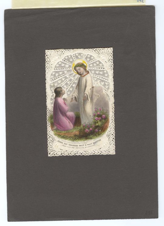 Andachtsbild: Stanzspitzenbild mit Darstellung des Jesuskindes