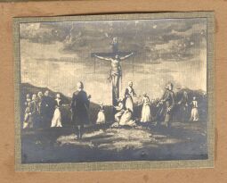 Kleines Andachtsbild mit einer Darstellung des Sterbenden Jesus am Kreuz