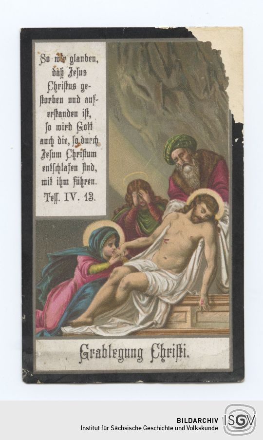 Andachtsbild mit Darstellung der Grablegung Christi