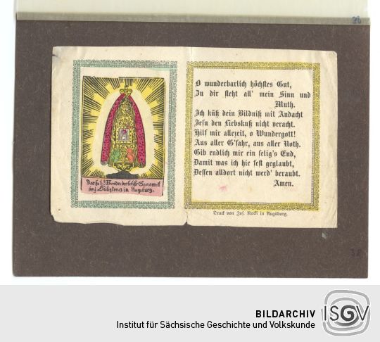 Andachtsbild mit Darstellung der heiligen Hostie aus Augsburg