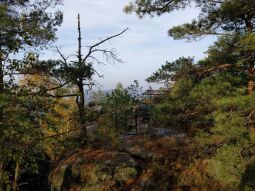 Die Aussicht auf dem Lampertstein in Richtung Königstein, Lilienstein und Pfaffenstein