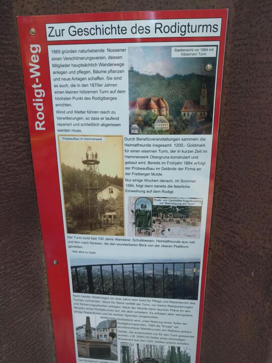 Informationstafeln am neuen Aussichtsturm auf dem Rodigt bei Nossen