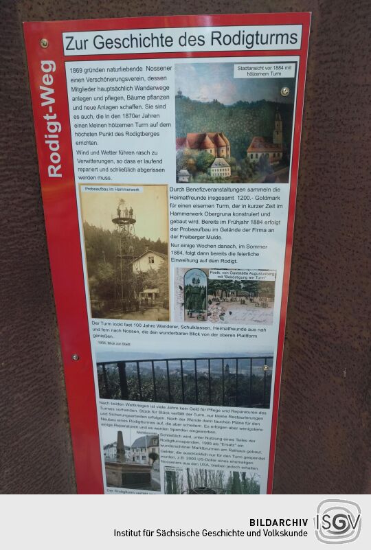 Informationstafeln am neuen Aussichtsturm auf dem Rodigt bei Nossen