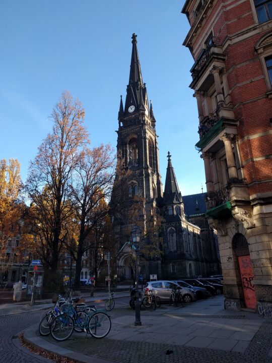 Der Turm der Martin-Luther-Kirche in Dresden-Neustadt