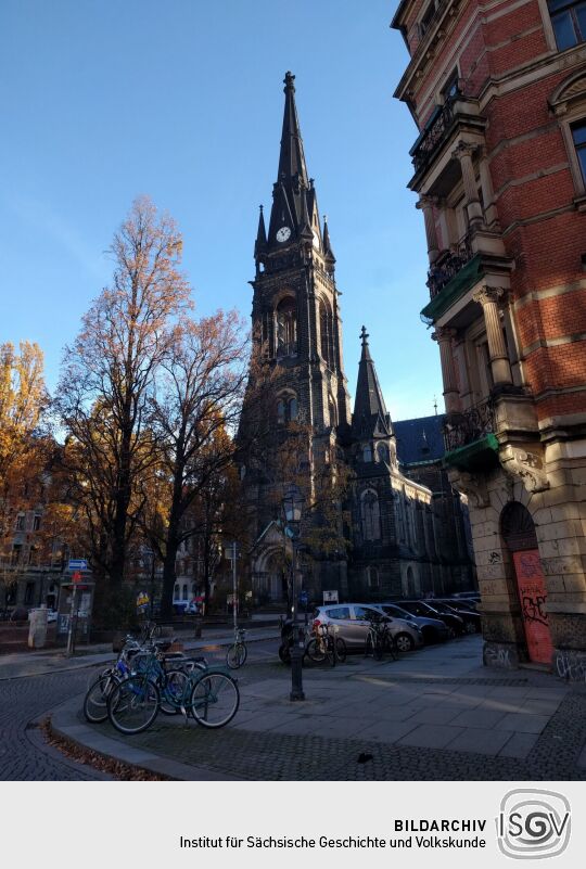 Der Turm der Martin-Luther-Kirche in Dresden-Neustadt