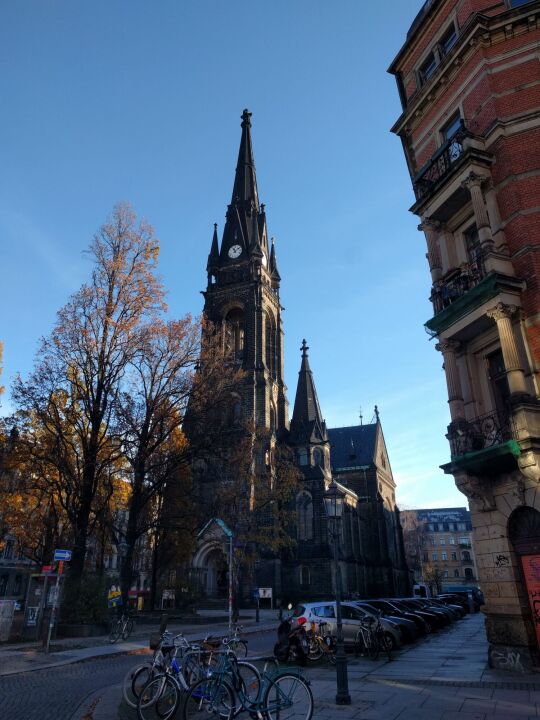 Der Turm der Martin-Luther-Kirche in Dresden-Neustadt