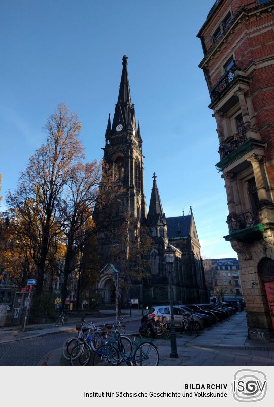 Der Turm der Martin-Luther-Kirche in Dresden-Neustadt